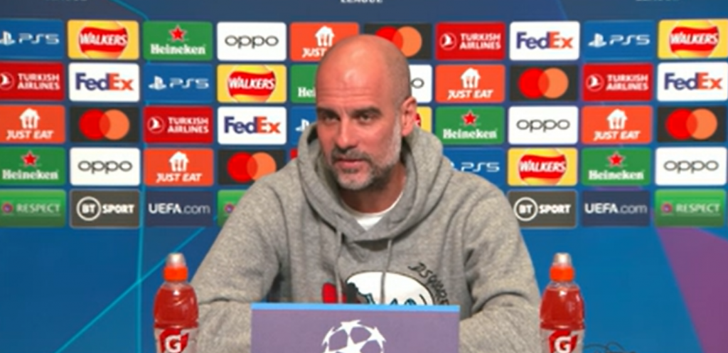 Pep Guardiola en la conferencia de prensa al Manchester City vs. Bayern Munich.