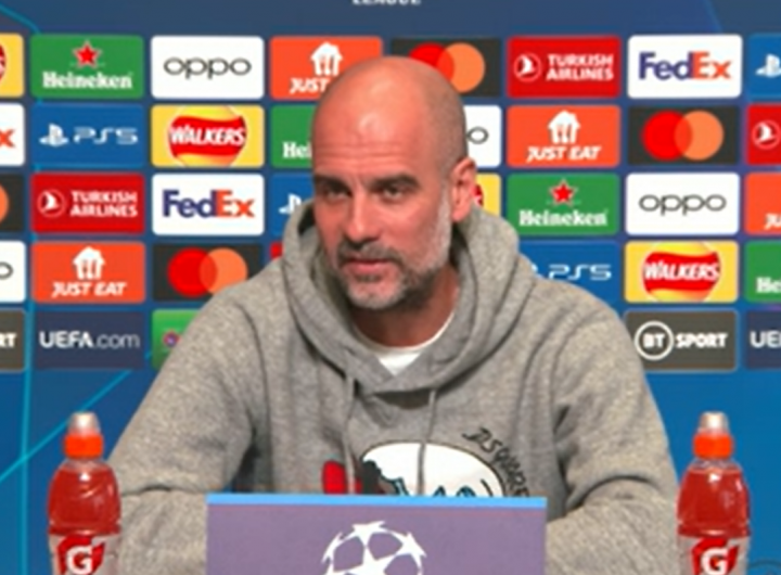 Pep Guardiola en la conferencia de prensa al Manchester City vs. Bayern Munich.